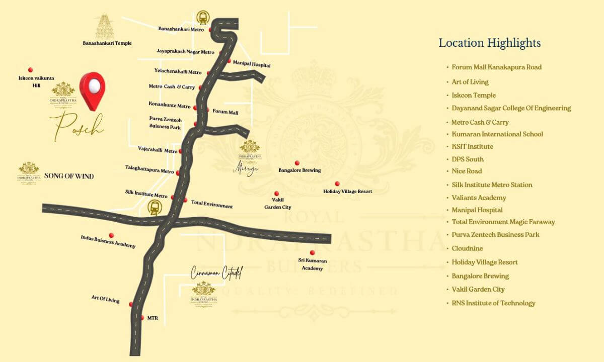 Posch Royal Indraprastha Kanakapura Road Location Map